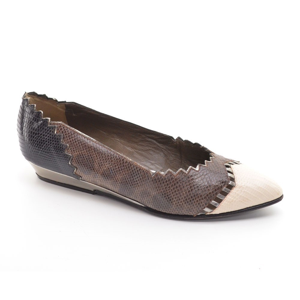 Mauri Genuine Snake Pointed Toe Ballet Flats 5.5 M - Picture 4 of 7